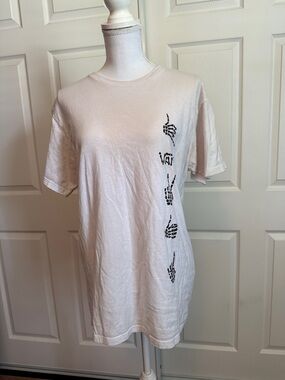 Vans White Classic Fit Tee with Black Logo Print